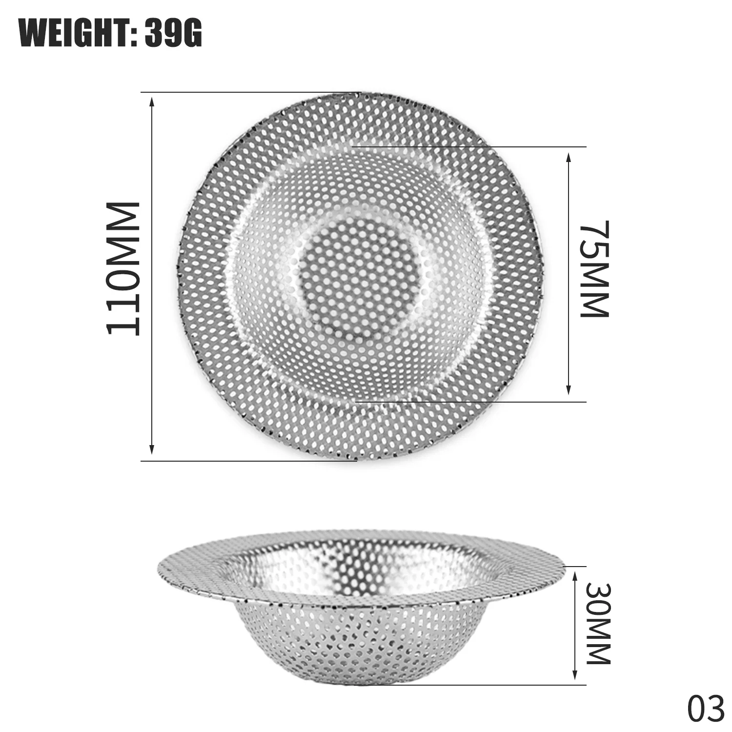 Steel Drain Strainer – Hair Catcher & Sink Filter 20 kf S4401b096f02a4a37955b4001ab3fd432o