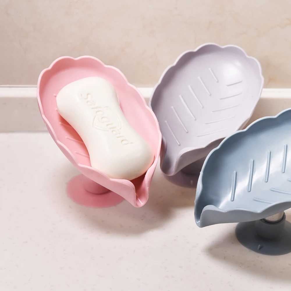 Soap Holder Bathroom – Leaf Shape Draining Soap Box with Suction Base 22 kf H72d25ec3ccb04d9697aa128eeb372de9N