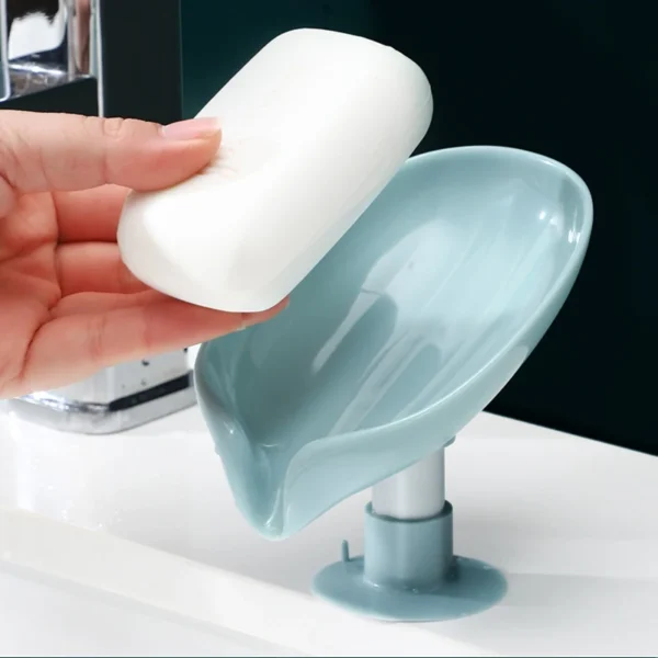 Soap Holder Bathroom – Leaf Shape Draining Soap Box with Suction Base 3 kf H8778e37a6ad042188c07966c1fd3d745f