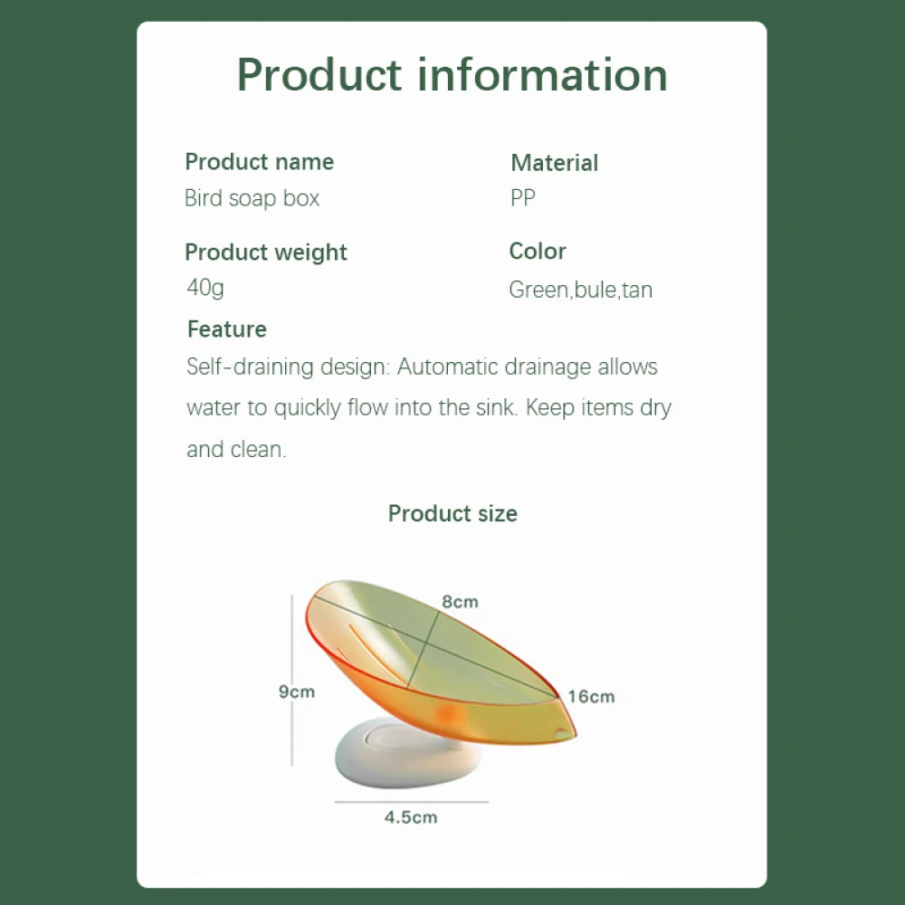 Soap Holder Bathroom – Leaf Shape Draining Soap Box with Suction Base 27 kf H8bdd707557e84a3dba0ccd95bb9346444