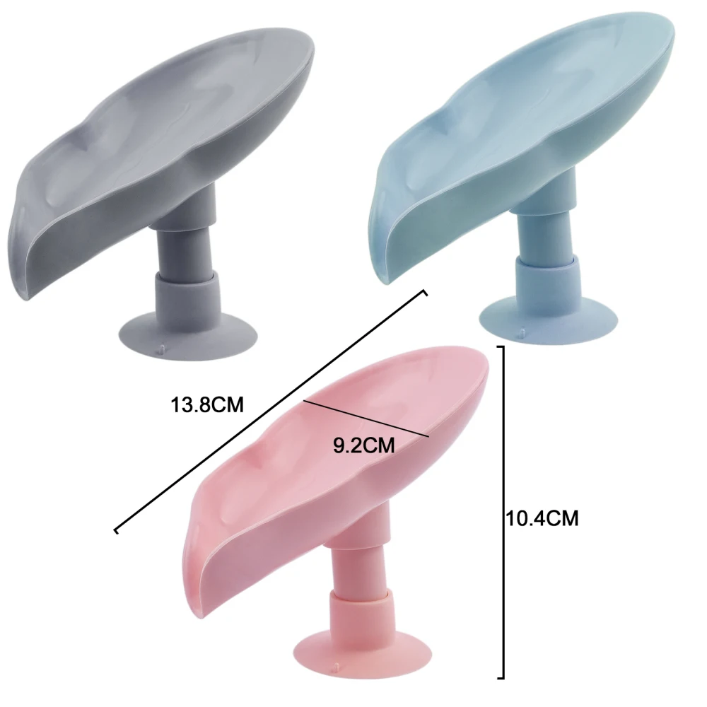 Soap Holder Bathroom – Leaf Shape Draining Soap Box with Suction Base 21 kf H98b457efaeda48a795869206269e3c62E