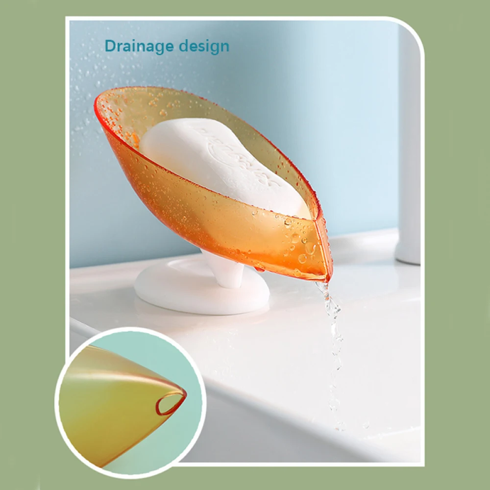 Soap Holder Bathroom – Leaf Shape Draining Soap Box with Suction Base 25 kf Ha2fb5549571143d8927b7d6d11ff46f1N