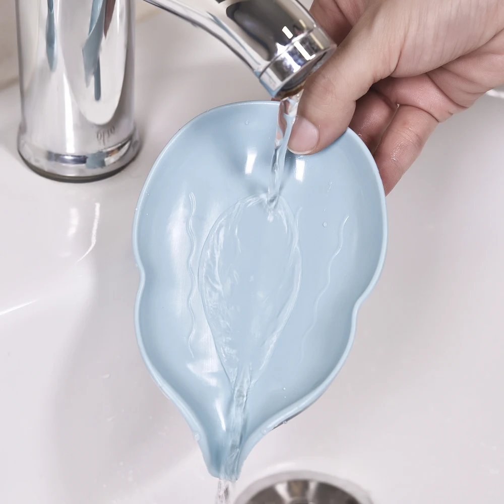 Soap Holder Bathroom – Leaf Shape Draining Soap Box with Suction Base 19 kf Hf0a03bd07d9d4a32b00704ac2158830c1