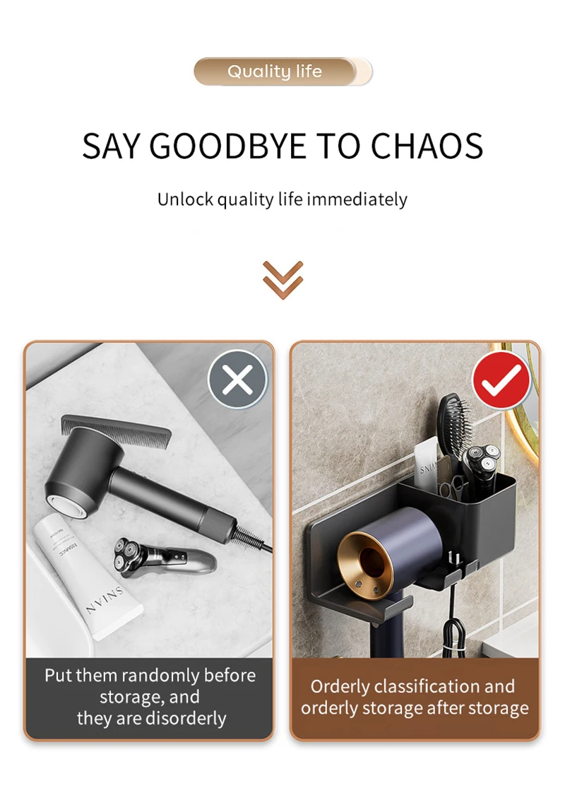 Wall Mounted Hair Dryer Stand – No Drilling Bathroom Organizer 17 kf S15f3fcfe7cb74949b0e9a95ad12d2a8eY