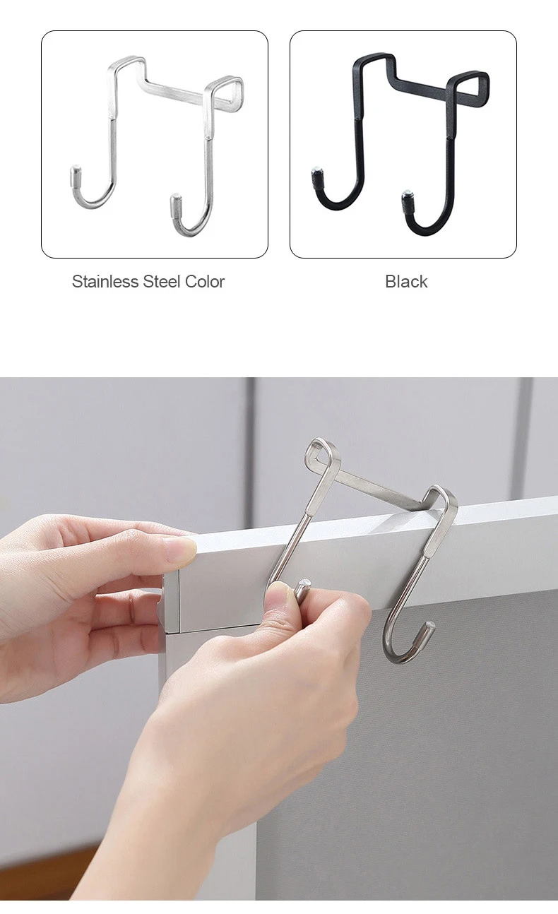 Door Hook Over Cabinet – Stainless Steel Double Hook for Towel & Storage 17 kf S3be481e1489c45a98eb66287d8a61afds