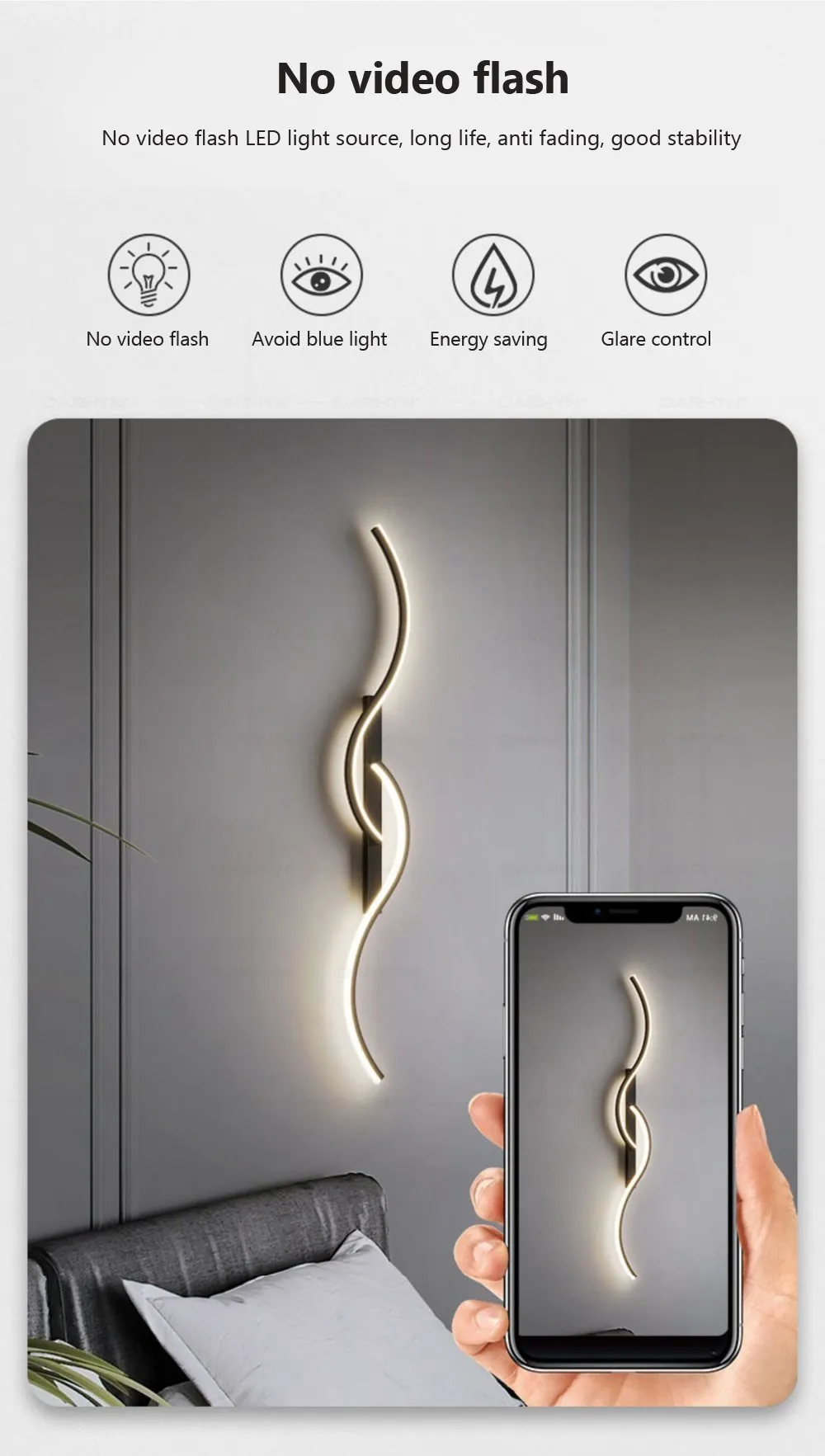 Wall Light Fixture – Modern LED Long Strip Sconce for Bedroom & Living Room 15 kf S623ba6853e3944b190fba34f4bea09d9l