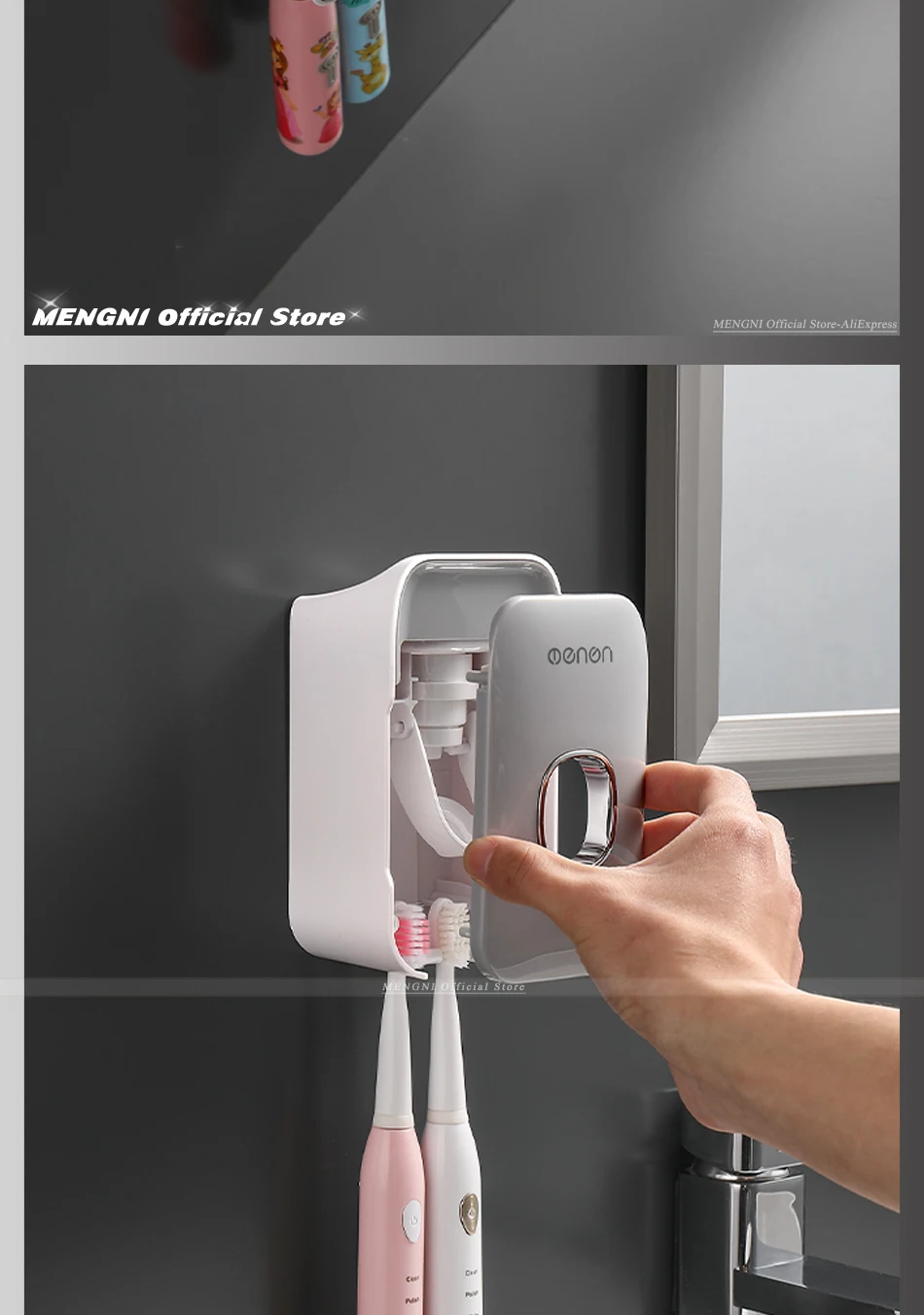 Automatic Toothpaste Dispenser with Wall-Mounted Toothbrush Holder – No-Drill Bathroom Organizer 22 kf S6e29b5bc970c4f738741446a8fcce9a4s