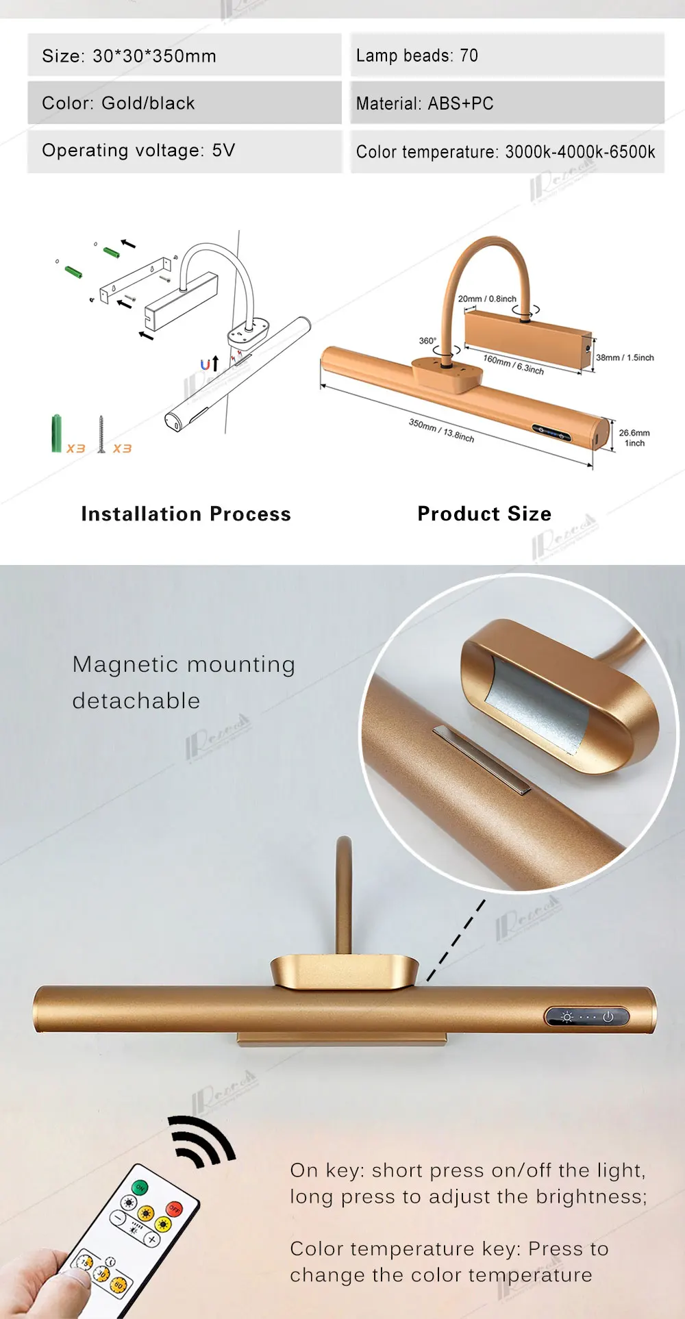 Modern Vanity Light – Dimmable LED Wall Lamp for Bathroom Mirror, Waterproof Wall-Mounted Fixture 17 kf Sa80f80e4b4ff4dd0a5ccf36c41d00f5bi