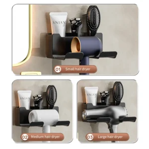 Wall Mounted Hair Dryer Stand – No Drilling Bathroom Organizer - Image 3
