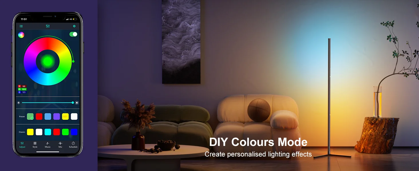 Smart Floor Lamp – Dimmable RGB LED Mood Light with App & Remote Control 17 kf Sff15456a0291499aa5ee886597a5e7408