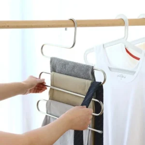 5-Layer Pants Hanger – Non-Slip Multi-Functional S-Shaped Clothes Organizer Rack - Image 4