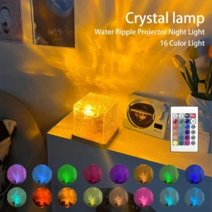 Crystal Lamp Projector – 3/16 Color Rotating Water Ripple Night Light for Bedroom & Home Decor - Image 6