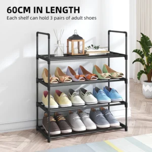 4-Tier Metal Shoe Organizer – Stackable Shoe Storage Rack for Closet, Entryway, or Hallway - Image 5