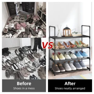 4-Tier Metal Shoe Organizer – Stackable Shoe Storage Rack for Closet, Entryway, or Hallway - Image 4