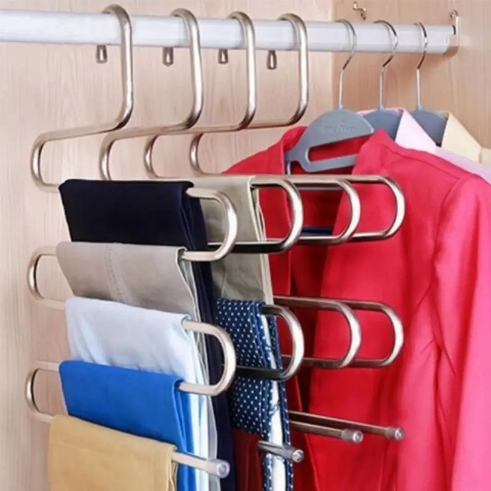 5-Layer Pants Hanger – Non-Slip Multi-Functional S-Shaped Clothes Organizer Rack 14 kf Sf28334c18e0b44eea737530c959fb8d0C