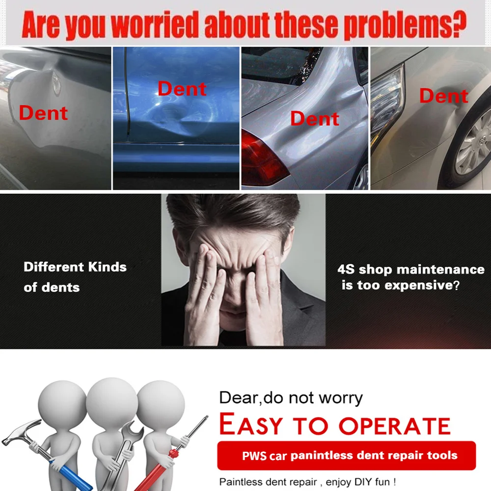 Dent Puller – Paintless Car Dent Removal Tool Kit with Glue Gun & Tabs for Auto Body Repair 14 kf Sca5b871d7fd64696935ed02de202796dZ