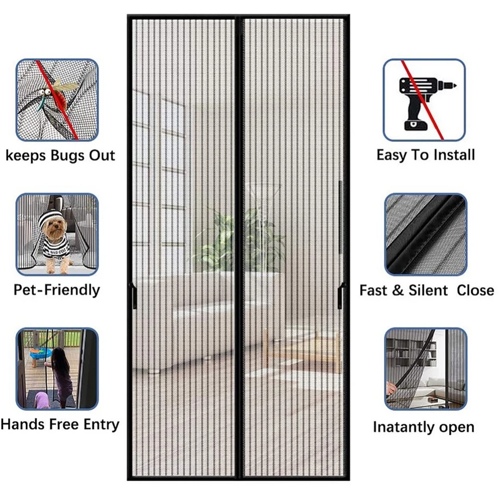 Mesh Door Curtain for Magnetic Screen – Anti-Mosquito Insect Net with Auto-Closing for Home and RV 19 kf Sebd6d7c87b0242f9af79098f3843f2051
