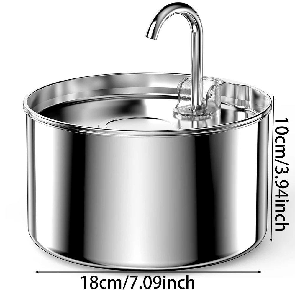 Pet Water Dispenser – 2.2L Stainless Steel Automatic Cat and Dog Water Fountain (No Plug) 17 kf S08f554b30b8b45868ef6ce9bce7b9453V