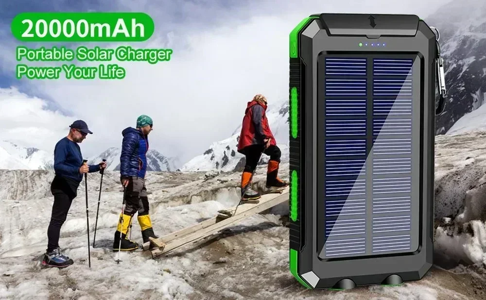 Portable Charger 200000mAh Solar Power Bank Waterproof External Battery with Fast Charging and LED Light 14 kf S16acba6c42e54e4ba58de6148430ba711