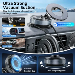 Magnetic Car Phone Holder 360° Rotation Vacuum Suction Mount Stand Universal Navigation Bracket 10 Magnetic Car Phone Holder 360° Rotation Vacuum Suction Mount Stand Universal Navigation Bracket - Image 5
