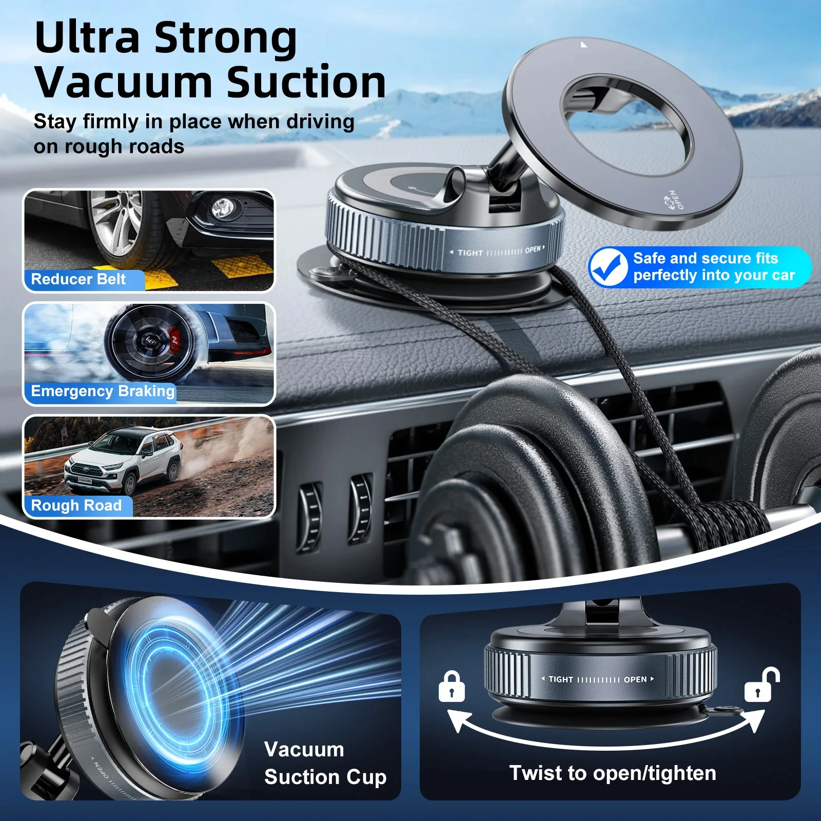 Magnetic Car Phone Holder 360° Rotation Vacuum Suction Mount Stand Universal Navigation Bracket 18 kf S3ceda320df3445aa92c2a31957aaa029K