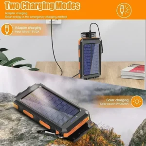 Portable Charger 200000mAh Solar Power Bank Waterproof External Battery with Fast Charging and LED Light - Image 5