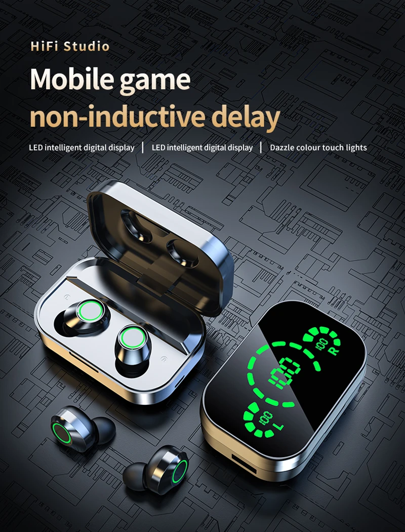 Wireless Headphones Bluetooth 5.3 HiFi Stereo Sport Earbuds with Mic and Charging Case 14 kf S490c98db1b204c7795dfe3becd79044eb