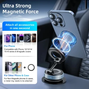 Magnetic Car Phone Holder 360° Rotation Vacuum Suction Mount Stand Universal Navigation Bracket 9 Magnetic Car Phone Holder 360° Rotation Vacuum Suction Mount Stand Universal Navigation Bracket - Image 4