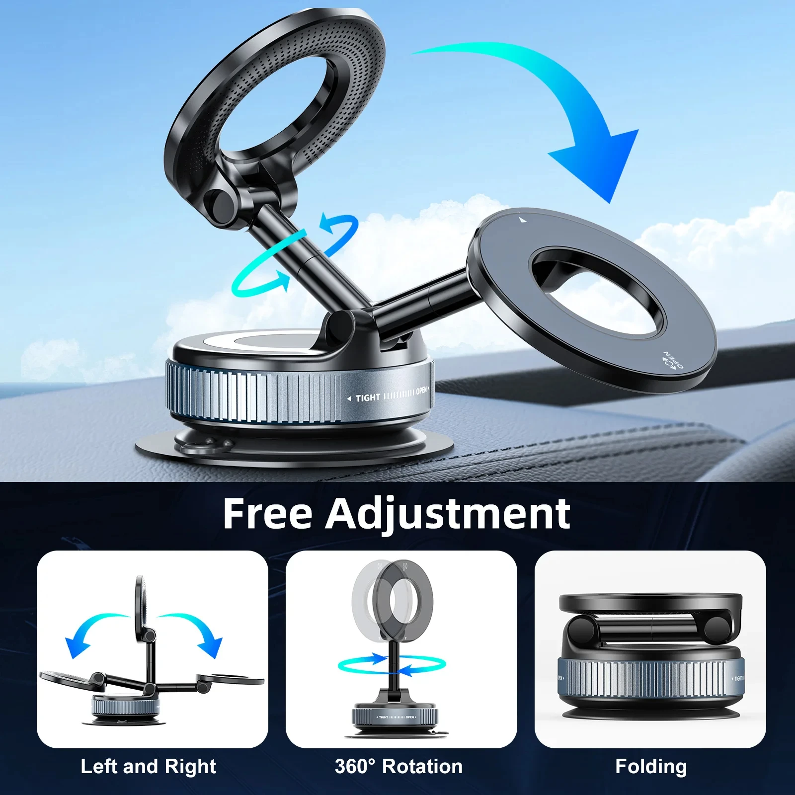 Magnetic Car Phone Holder 360° Rotation Vacuum Suction Mount Stand Universal Navigation Bracket 17 kf S52dd06385b9645778efab5810aee8c7es