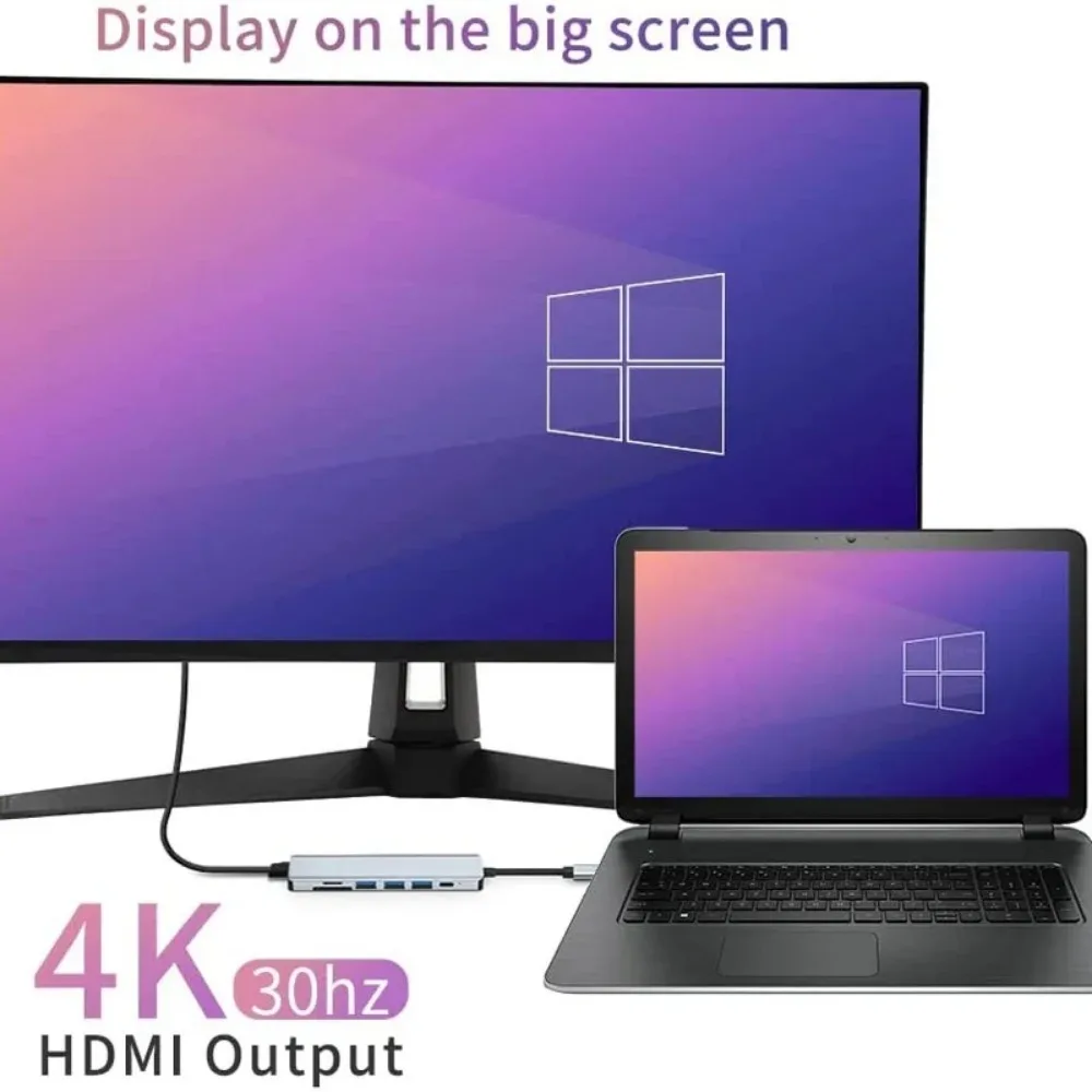 Docking Station USB C Hub 8-in-1 Adapter with HDMI RJ45 USB 3.0 Card Reader for Laptop MacBook iPad Pro 24 kf S6d8a71cf918b48a29e245f964ac902905