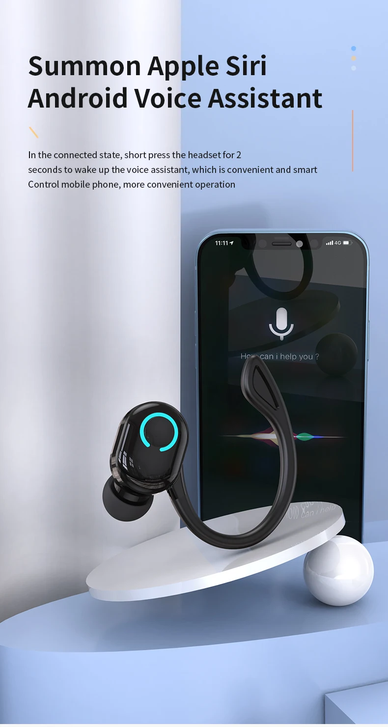 Bluetooth Earbuds Ear-Hook Single Wireless Headphone with HD Mic for Sports and Music 26 kf S702aaabeb6e94fc39e678ae71a0f3523Z