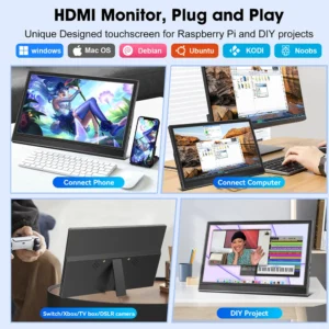 Travel Monitor 16/15.6/13.3/11.6 inch HD LCD Display USB-C HDMI Portable Screen for Laptop PC Switch Xbox PS4 9 Travel Monitor 16/15.6/13.3/11.6 inch HD LCD Display USB-C HDMI Portable Screen for Laptop PC Switch Xbox PS4 - Image 3