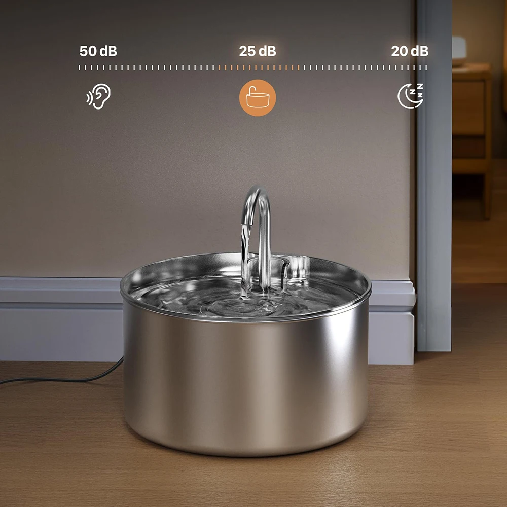 Pet Water Dispenser – 2.2L Stainless Steel Automatic Cat and Dog Water Fountain (No Plug) 24 kf S890d26f9c8f34f95ab78b4abd611dac34