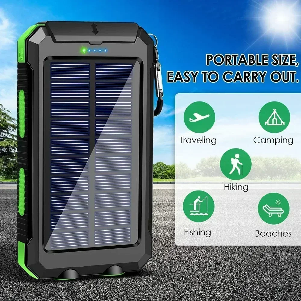 Portable Charger 200000mAh Solar Power Bank Waterproof External Battery with Fast Charging and LED Light 21 kf Sb97a6394b1544a33903835942f6abac2U