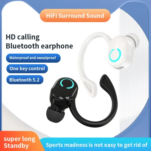 Bluetooth Earbuds Ear-Hook Single Wireless Headphone with HD Mic for Sports and Music 3 kf Sbd2cb1d23e1548b188924699147dd156e