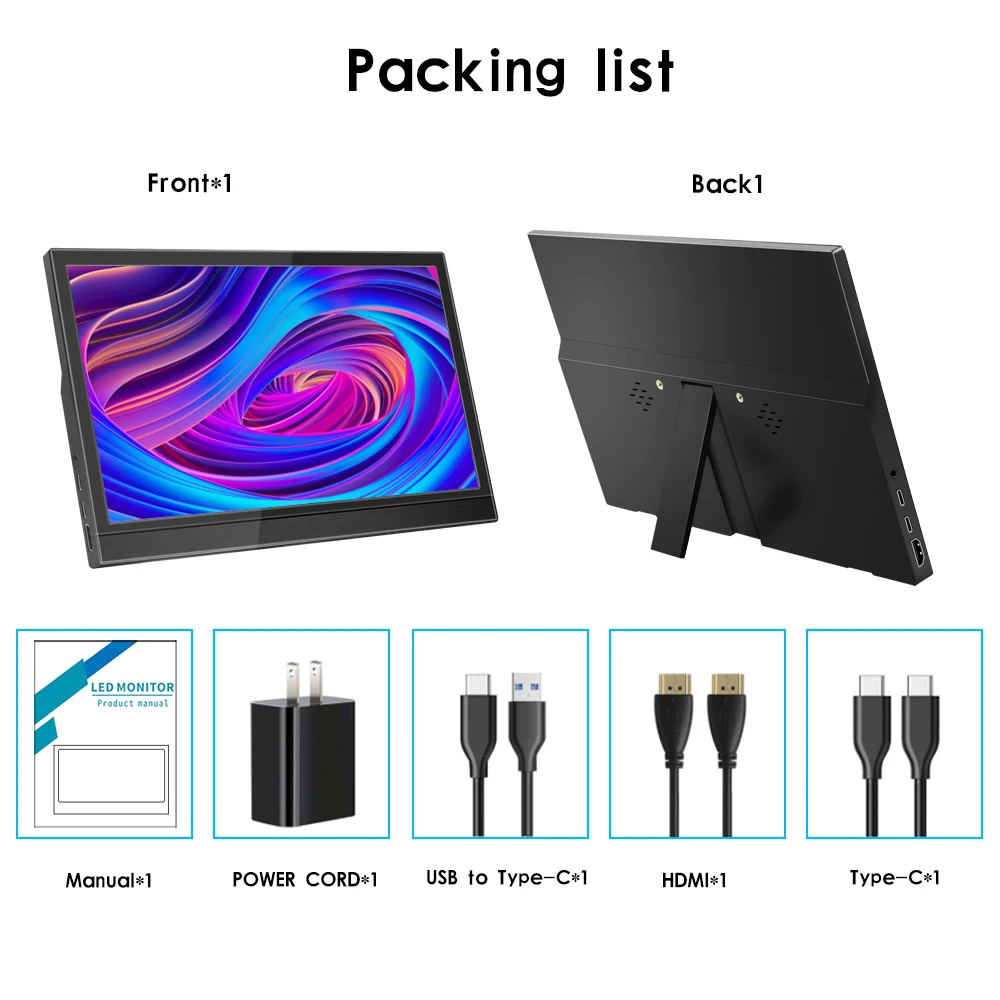 Travel Monitor 16/15.6/13.3/11.6 inch HD LCD Display USB-C HDMI Portable Screen for Laptop PC Switch Xbox PS4 24 kf Scd4de484cfde46c6ab139c3ec10974b1s