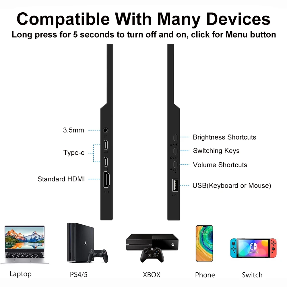 Travel Monitor 16/15.6/13.3/11.6 inch HD LCD Display USB-C HDMI Portable Screen for Laptop PC Switch Xbox PS4 16 kf Sec8e29c1fd694e768963f3924a40208be