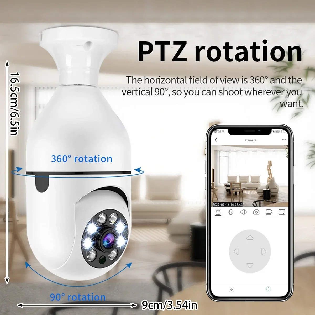 WiFi Security Camera 8MP E27 Bulb with PTZ, 10X Zoom, Human Tracking, Night Vision, Indoor Surveillance and Baby Monitor 21 kf Sf7befd831d9e46d0a38985dd304eb7bd2