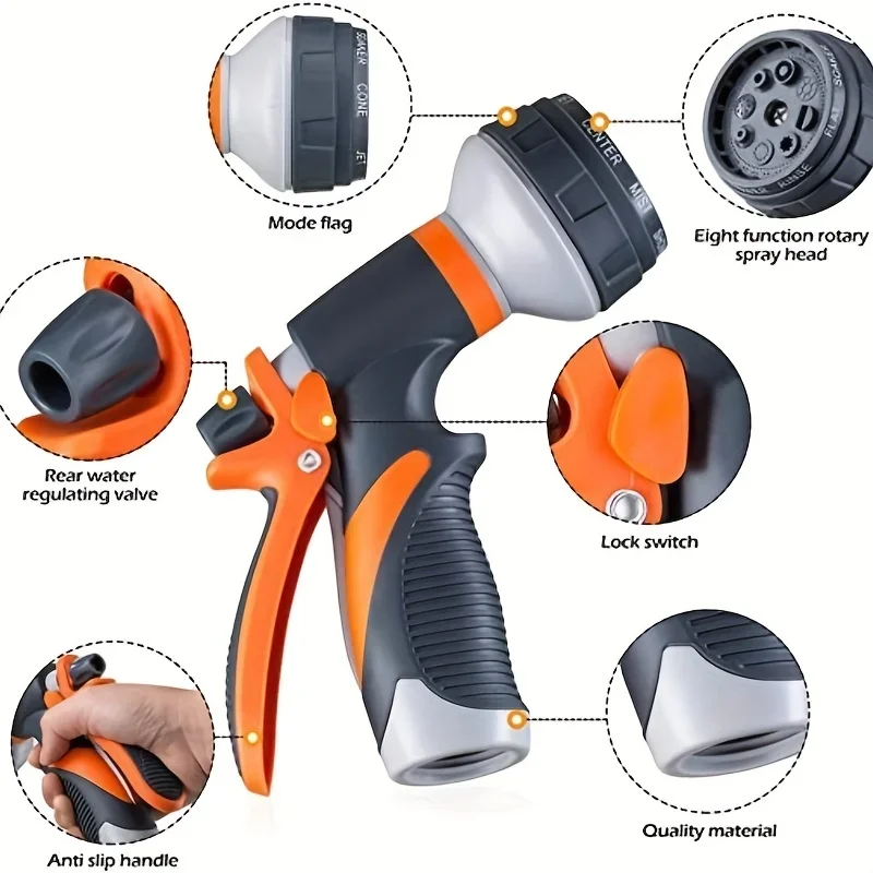 Garden Hose Nozzle 8-Mode High Pressure Spray with Durable Non-Slip Handle for Lawn, Garden, and Car Wash 16 kf S21575bcc462745919fe2c00909242cd1h