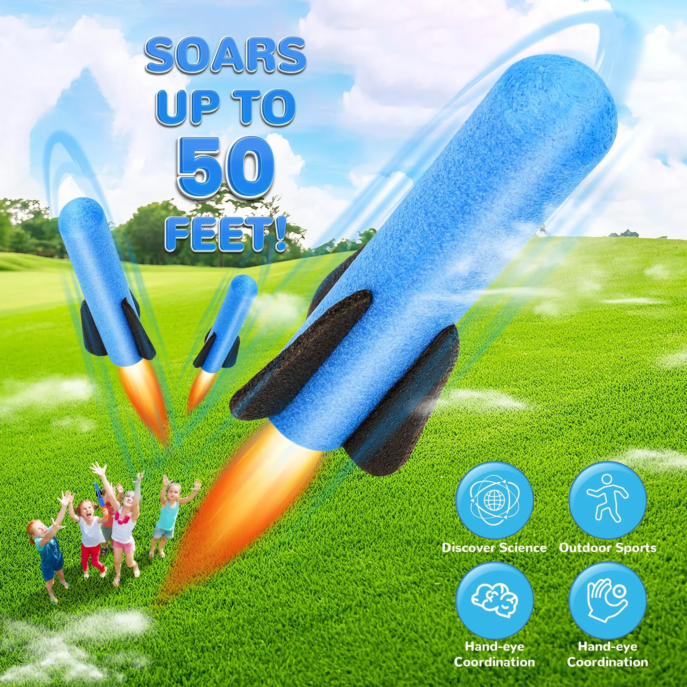 Foam Rocket Launcher – Outdoor Toy Set for Kids with 3 Soft Rockets 17 kf S7b064d52e25f40d29d0827111ea3c0ceJ